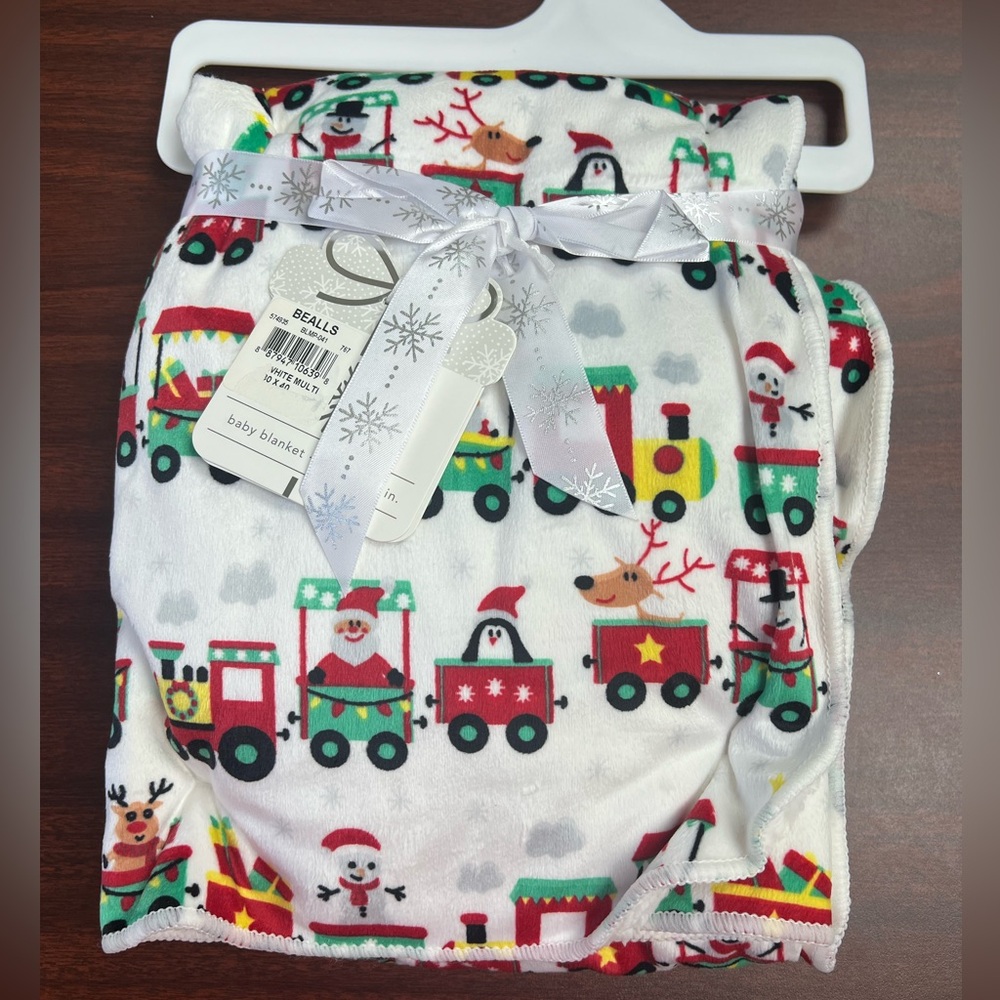 Festive Train Christmas Baby Blanket